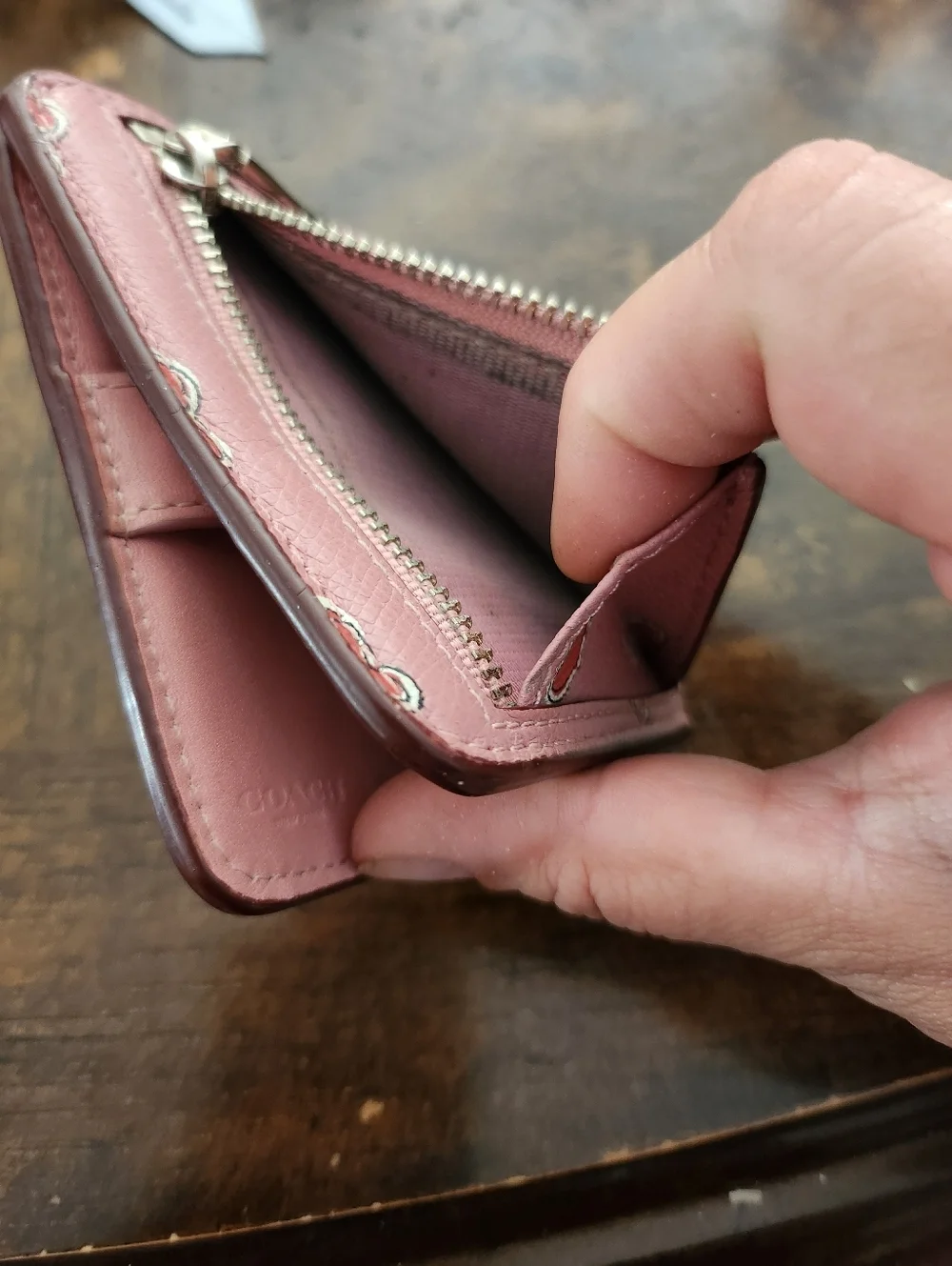 Coach small wallet hearts print